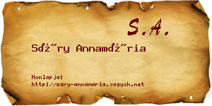 Sáry Annamária névjegykártya